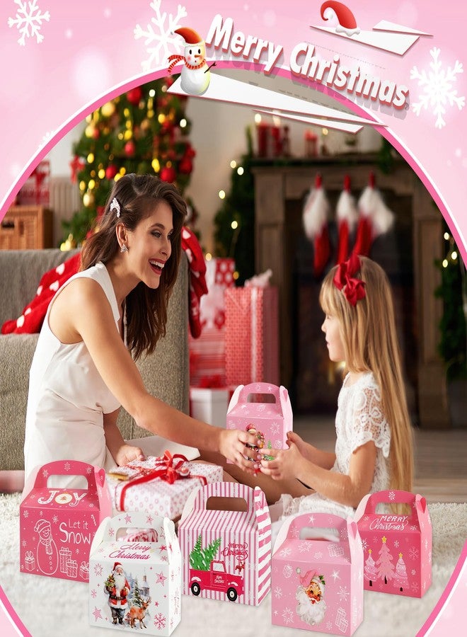 هواف مجموعة علب حلوى عيد الميلاد الوردية من HOWAF، 12 قطعة، علب هدايا سانتا كلوز مع مقبض، علب هدايا عيد الميلاد المجيد لتزيين حفلات عيد الميلاد الشتوية، علب ورقية وردية اللون لعطلات عيد الميلاد. - Image 5